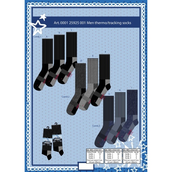 Apollo 000125925001 Thermo 3-pack (Outlet) | Grijs | 1 bundel (3 paar) | 43-46