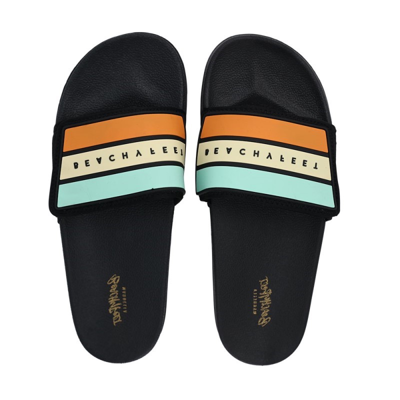 BeachyFeet Heren Strandslipper Slides Vibras De Verano (Outlet) | Zwart | 43/44