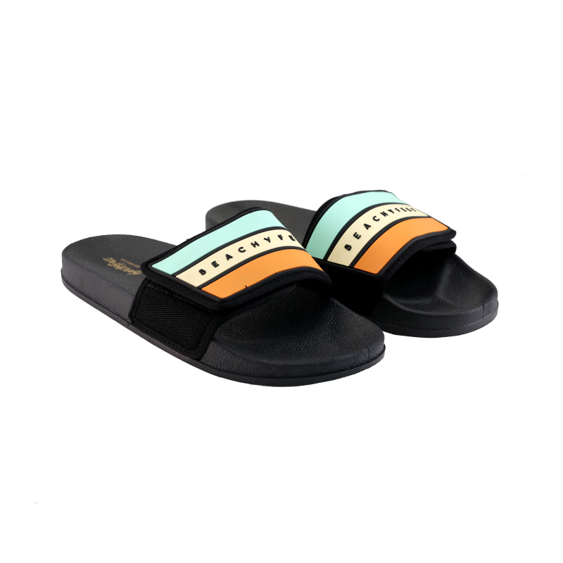 BeachyFeet Heren Strandslipper Slides Vibras De Verano (Outlet) | Zwart | 43/44