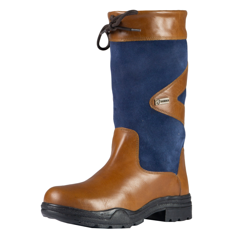 Horka Leren Laars Greenwich Gevoerd 146270 Cognac/Blauw (Outlet) | Cognac/Blauw 0651 | 38
