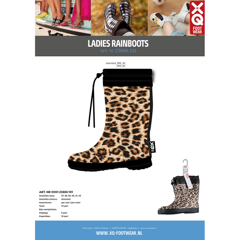 XQ Dames Regenlaars 000123886101 met fleecevoering (Outlet) | Panter | 40